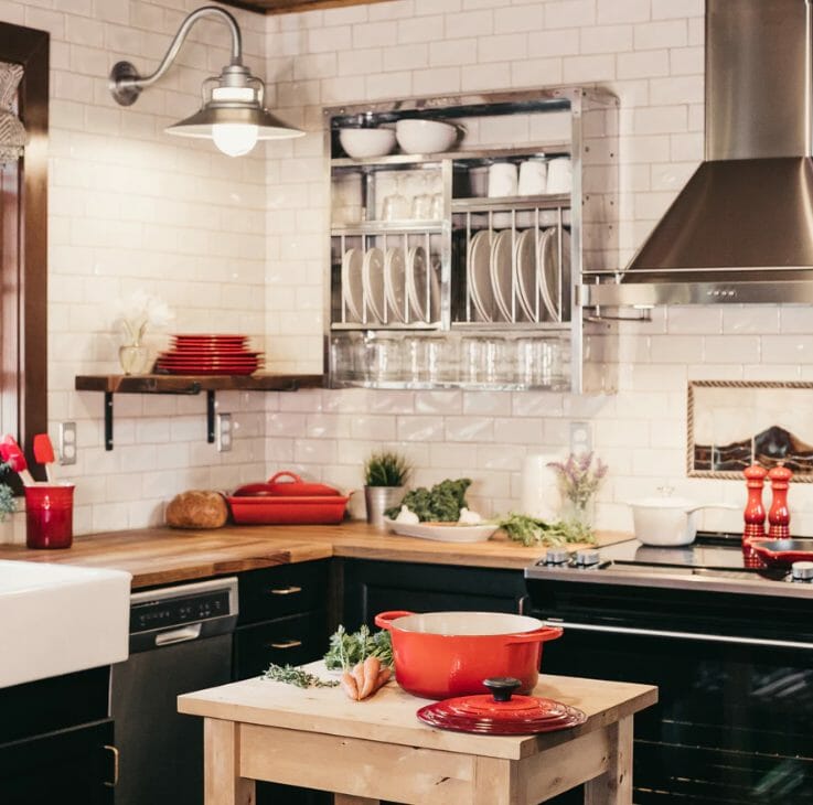 Kitchen with Red Pots